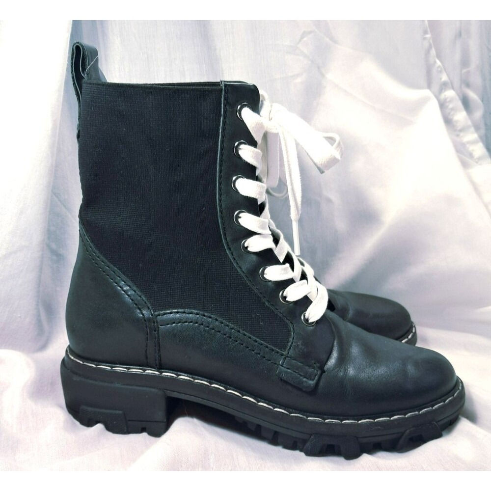 Rag & Bone GREEN Combat Boot Shiloh White Laces Size 37.5 US 7.5